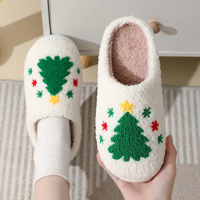 Wholesale Christmas Elk Cute Cartoon Home Non-slip Couple Indoor Plush Cotton Shoes